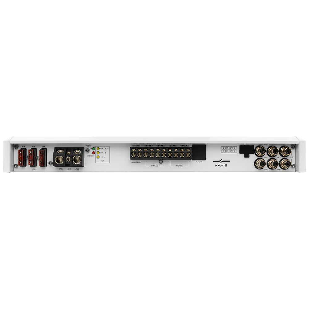 NXL 5-Channel Full-Range Class D IPX5 Marine Amplifier 4 x 150 @ 4-Ohm and 1 x 600 watts RMS @ 2 Ohm