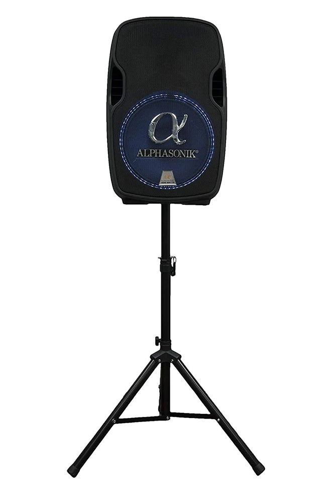 Alphasonik 12" Portable Rechargeable Battery Powered 1200W PRO DJ Amplified Loud Speaker with 2 Wireless Microphones Echo Bluetooth USB SD Card AUX MP3 FM Radio PA System LED Ring Karaoke Tripod Stand