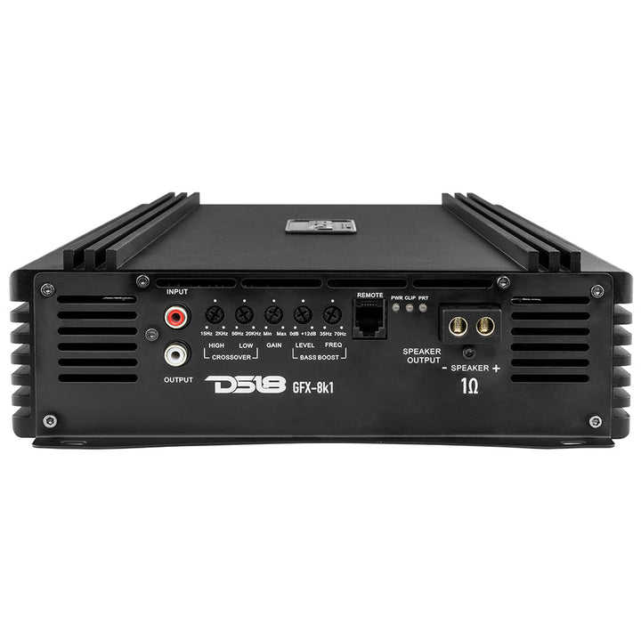 DS18 GFX-8K1 – Full-Range Class D 1-Channel Monoblock Amplifier – 8000 Watts RMS, 1-Ohm