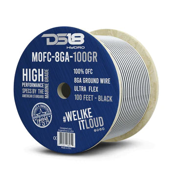 DS18 HYDRO MOFC8GA100G Marine Tinned 100% Copper OFC Ground Wire 8-GA 100 Feet