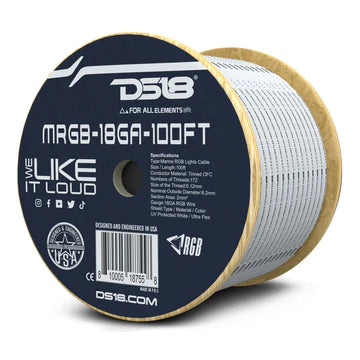 DS18 HYDRO MRGB-18GA-100FT Marine Tinned 100% Copper OFC 18-GA RGB LED Wires 100 Feet Ships Free Next Business Day