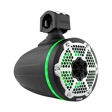 DS18 HYDRO NXL-X6TPNEO/BK 6.5" Marine Water Resistant Wakeboard Tower Neodymium Speaker with Built-in passive Radiator Bass Enhancer, 1" Driver and RGB LED Light 450 Watts - Black