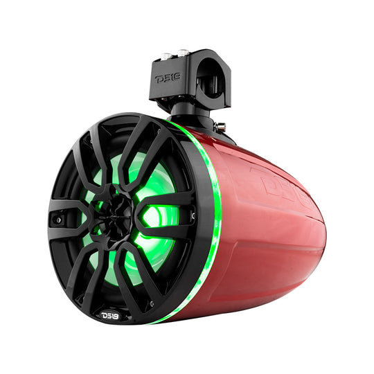DS18 HYDRO NXL-X8TP/RD 8" Marine Water Resistant Wakeboard Tower Speakers with Integrated RGB LED Lights 375 Watts - Red