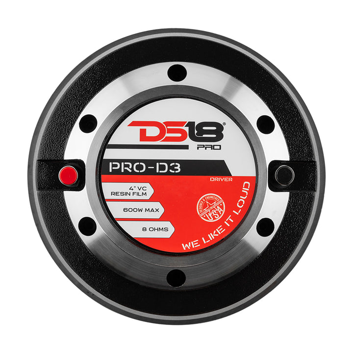 DS18 PRO-D3 2" Throat Bolt On Compression Driver 4" Phenolic VC 600 Watts 8 ohm (PRO-HA300A Recommended)