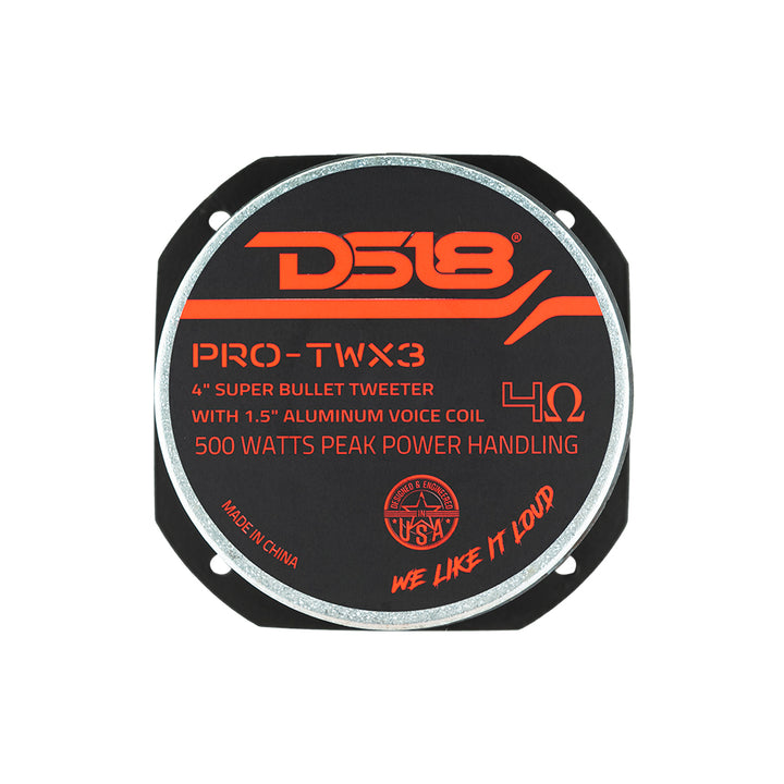 DS18 PRO-TWX3 4" Super Bullet Tweeter 500 Watts 1.5" Aluminum 4-Ohm Voice Coil - Sold as Single