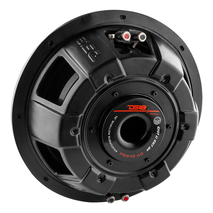 DS18 PSW12.4D 12" Water Resistant Shallow Subwoofer 1200 Watts 4 Ohm DVC